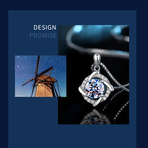 1ct Moissanite Windmill Pendant Necklace 925 Sterling Silver