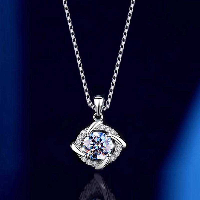 1ct Moissanite Windmill Pendant Necklace 925 Sterling Silver