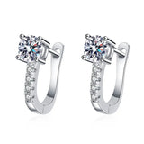 1ct Round Moissanite Clip Earrings Silver D Moissanite Diamond Huggie Earrings