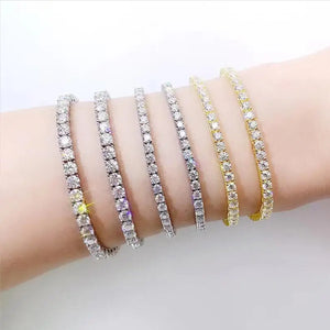 2.5-6.5MM Moissanite Tennis Bracelet S925 Silver 18K Yellow Gold Diamond