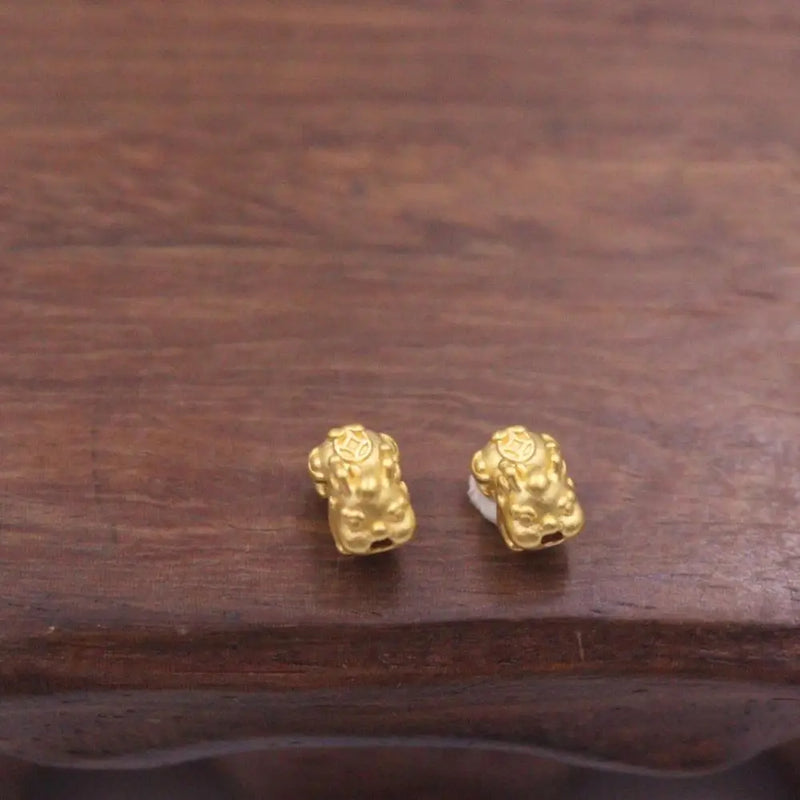 Real 24K 3D Yellow Bead Mini PiXiu Pendant