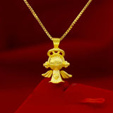 Real 24K Angel Pendant Necklace Fine Jewelry 999 Solid Chain