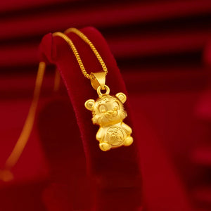 24K Boutique Tiger Necklace for Women Men Pure 999 Link Chain Jewelry