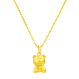 Real 24K Bear Necklace for Women Men Pure 999 Link Chain Fine Jewelry