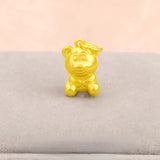 Real 24K Bear Necklace for Women Men Pure 999 Link Chain Fine Jewelry