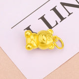 Real 24K Bear Necklace for Women Men Pure 999 Link Chain Fine Jewelry