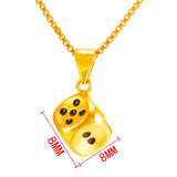 24K Dice Shaped Necklace for Women Men Pure 999 Link Chain