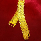 24K Dragon Pattern Bracelet Pure 999 Golden Plated Jewelry