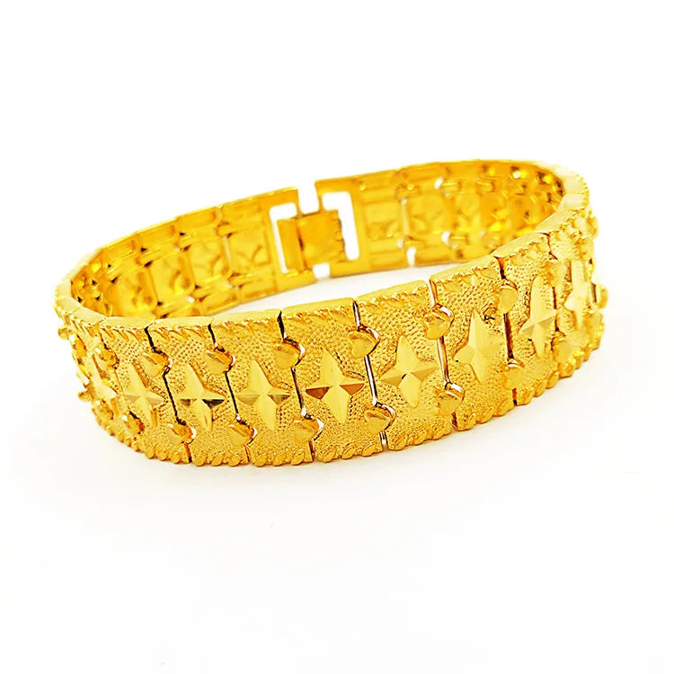 24K Dragon Pattern Bracelet Pure 999 Golden Plated Jewelry