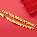 24K Dragon Phoenix Flower Bracelet Women Men Pure 999 Golden Plated Bangle