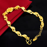 24K Golden Flower Bracelet for Women Chain Pure 999 Golden Plated Bangle