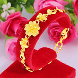 24K Golden Flower Bracelet for Women Chain Pure 999 Golden Plated Bangle