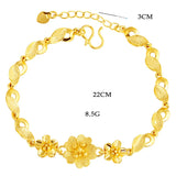 24K Golden Flower Bracelet for Women Chain Pure 999 Golden Plated Bangle