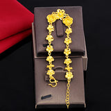 24K Golden Flower Bracelet for Women Chain Pure 999 Golden Plated Bangle