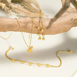24K Lily of The Valley Pendant Necklace and Bracelet Set for Women