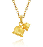 24K Lily of The Valley Pendant Necklace and Bracelet Set for Women