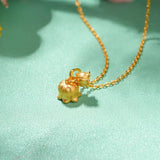 24K Lily of The Valley Pendant Necklace and Bracelet Set for Women