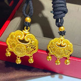 Real 24K Lock Pendant Necklace for Men Baby Pure 999 Chains Wedding Jewelry