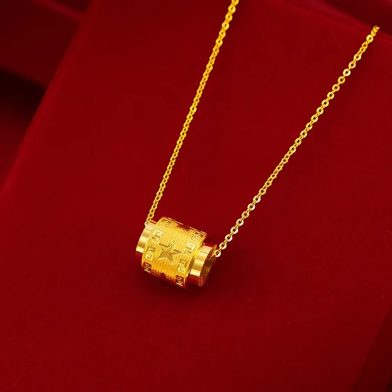 24K Pentagram Beads Chain Necklace for Women Bride