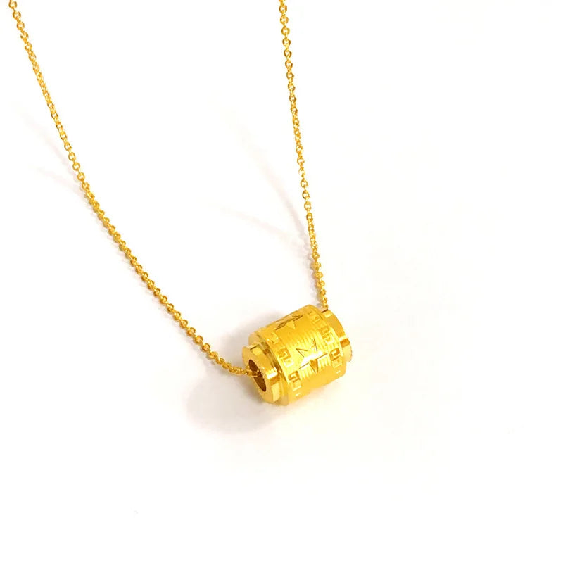 24K Pentagram Beads Chain Necklace for Women Bride
