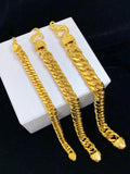 24K Thickened Fuzi Tank Flat Bracelet Men Women Chain 999 Golden Plated Jewelry