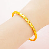 24K Twisted Open Bracelet for Women Men Gold Plated Bangle