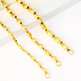 24K Plated 4mm 5mm 6mm Olive Beads Necklace for Men Women Fine Jewelry