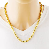 24K Plated 4mm 5mm 6mm Olive Beads Necklace for Men Women Fine Jewelry