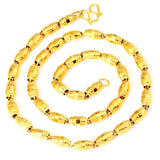 24K Plated 4mm 5mm 6mm Olive Beads Necklace for Men Women Fine Jewelry