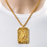 24K Plated Dragon Pendant Men's Jewelry Necklace Wedding Party