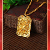 24K Plated Dragon Pendant Men's Jewelry Necklace Wedding Party