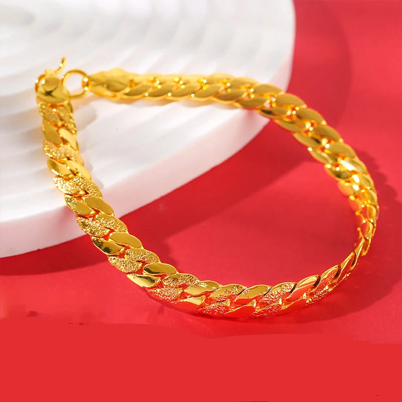 24K Plated Rope Bracelet Women Men Chains Bracelet Bangle Jewelry