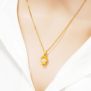 24K Yellow Jade Buddha Head Pendant Necklace for Women