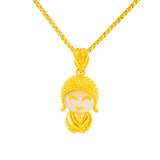 24K Yellow Jade Buddha Head Pendant Necklace for Women