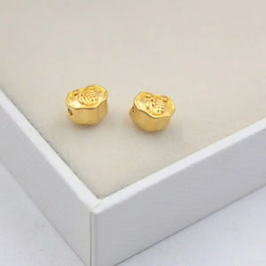Real 24K Yellow Lock Pendant 3D Craft Small Lucky Lock Bead Pendant