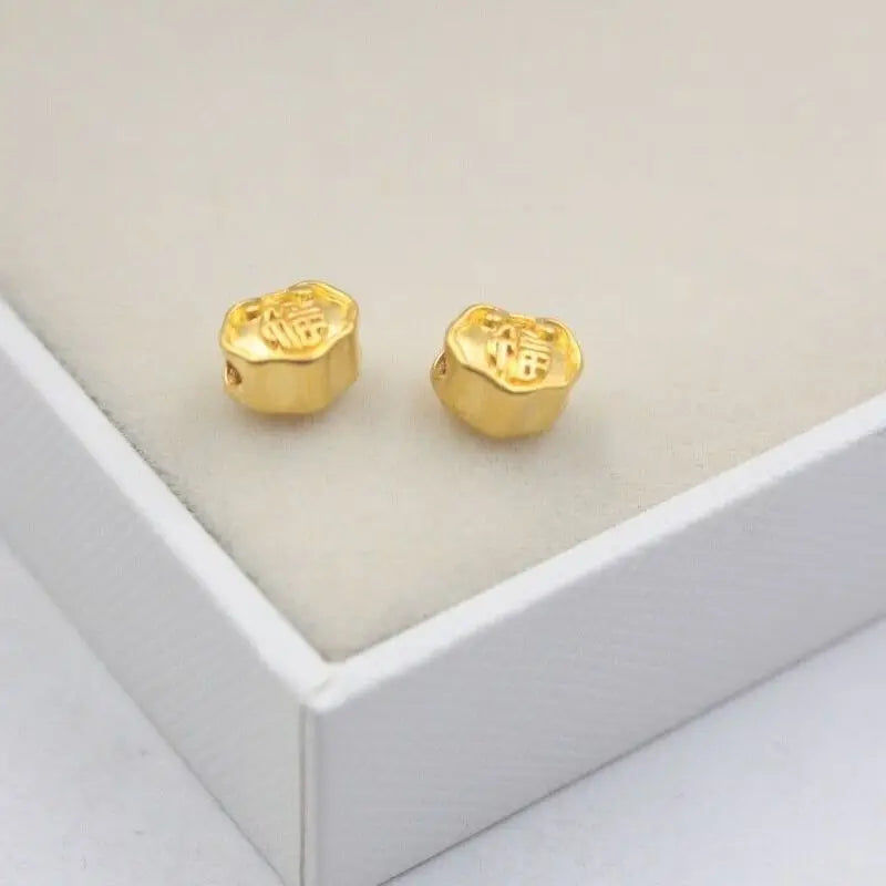Real 24K Yellow Lock Pendant 3D Craft Small Lucky Lock Bead Pendant