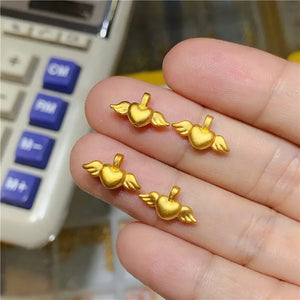 Real 24K Yellow Pendant 999 Heart Necklace Pendant