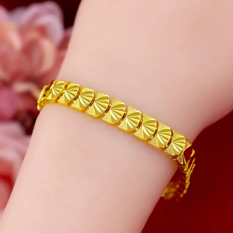 Real 24k Clover Shell Shaped Bracelet for Women Bride Mom Wedding