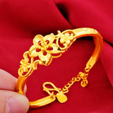 24k Sand Empty Three Flower Bracelet for Women