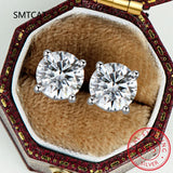 2ct D Moissanite Round Stud Earrings 925 Sterling Silver Wedding Jewelry