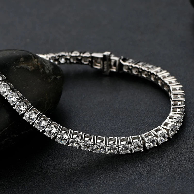 4mm Moissanite 925 Silver Bracelet
