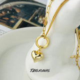 925 Sterling Silver Heart Necklace 18k Plated Gorgeous Birthday Jewelry