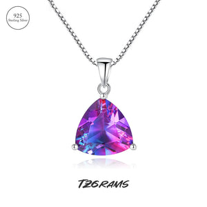 Vintage Sterling Silver Tourmaline Necklace Geometric Purple Pendant