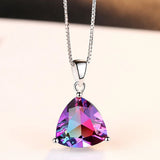 Vintage Sterling Silver Tourmaline Necklace Geometric Purple Pendant
