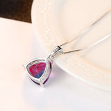 Vintage Sterling Silver Tourmaline Necklace Geometric Purple Pendant