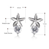 925 Metal Stud Leaf Earrings with Zirconia in Sterling Silver