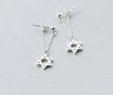 925 Silver Star Tassel Double Chain Earrings Ear Piercing GTLE1078