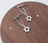 925 Silver Star Tassel Double Chain Earrings Ear Piercing GTLE1078