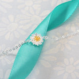 Real 925 Silver 16+4cm Daisy Bracelet 2 Tone Flower Jewelry Bangle