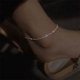 Real 925 Silver Anklet Minimalism Sparkle Silver Jewelry Boho Charms Jewelry